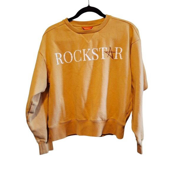 Merrell Rockstar Logo Sweatshirt M/M Tan Cotton Blend Crewneck Cozy core Outdoor - Picture 1 of 7